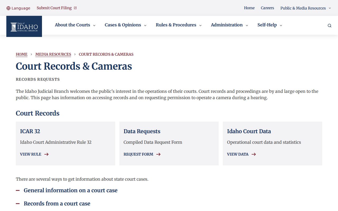 Idaho court records access options for Boundary County case lookup