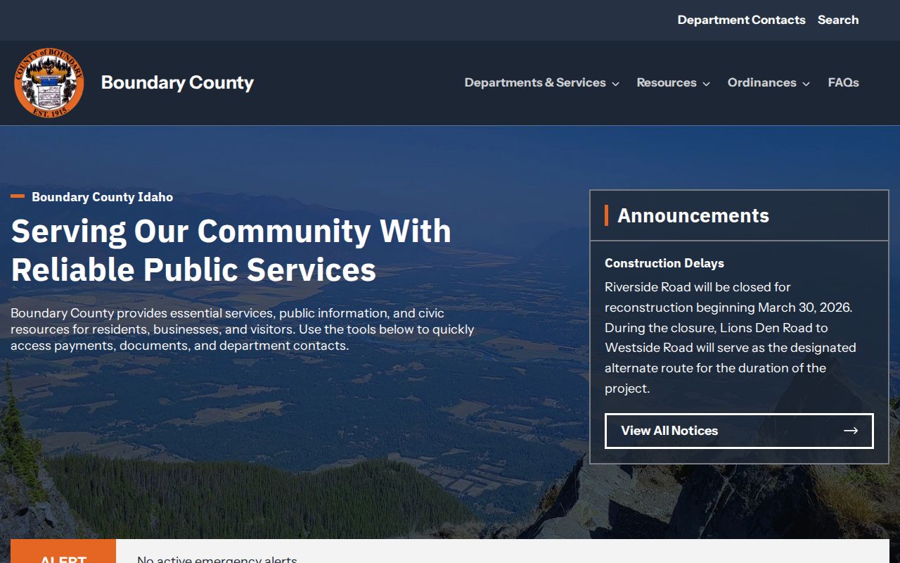 Boundary County government homepage and official office directory